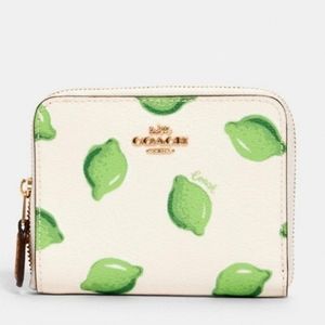 Coach Lime Print Zip Around Wallet NWT